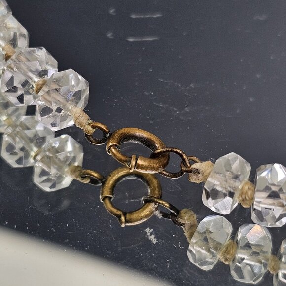 Vintage Crystal Glass Graduated 15" Choker Necklace Amazing Piece - Picture 11 of 13